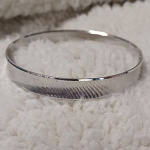 Vintage Silvertone Crown Trifari M Bangle Bracelet - Signed